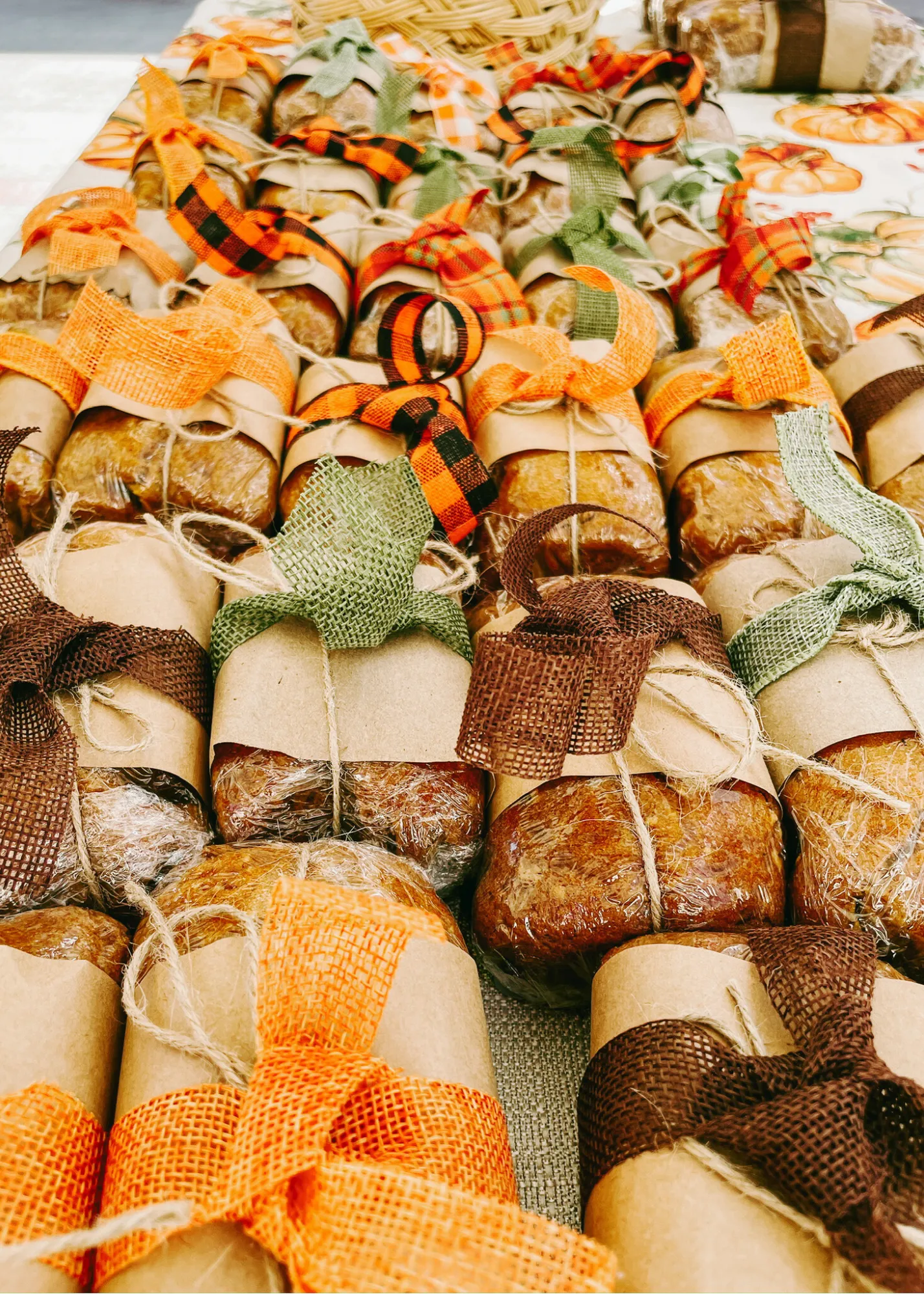 Table of breads at market